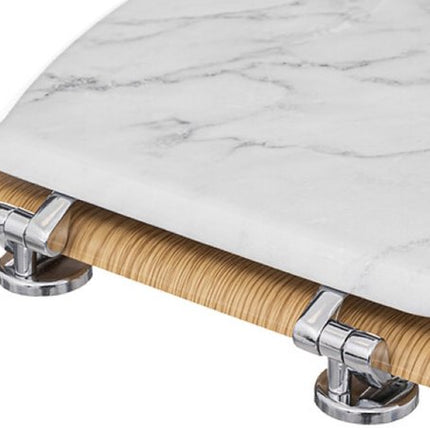 Léa Badkameraccessoiresset - Badkamer Accessoires Set - WC Bril met Toilet Accessoires Set - Toiletzitting HDF - Rechthoekige Tray Polyresin - Wit