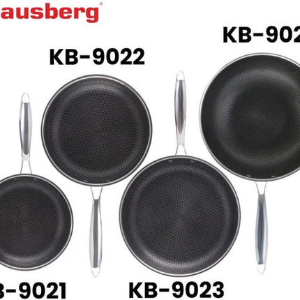 Klausberg 9022 - Koekenpan, antiaanbaklaag met honingraatstructuur - 24 cm - 3-laags - 304 roestvrij staal - PFOA-vrij