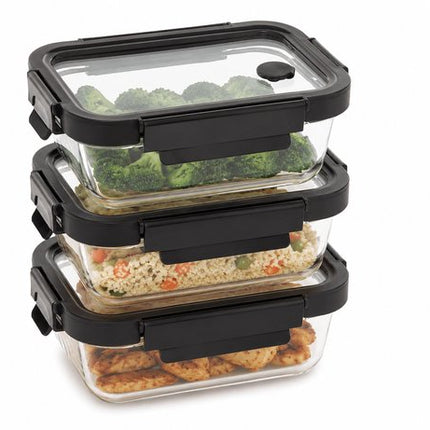 Vershoudbakjes Glas Set van 4 - Meal Prep Bakjes - Glazen Lunchbox met Deksel - 2x 0.5L & 2x 1.3L