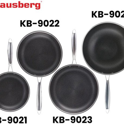 Klausberg 9023 - Koekenpan, antiaanbaklaag met honingraatstructuur - 28 cm - 3-laags - 304 roestvrij staal - PFOA-vrij