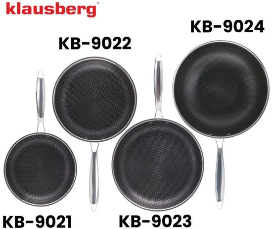 Klausberg 9023 - Bratpfanne, Antihaftbeschichtung mit Wabenstruktur - 28 cm - 3-lagig - 304 Edelstahl - PFOA-frei