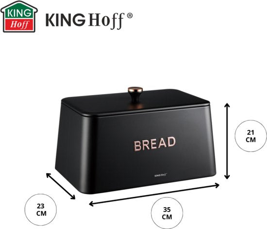 Kinghoff broodtrommel zwart – metalen brooddoos met ventilatiegaten – foto 4