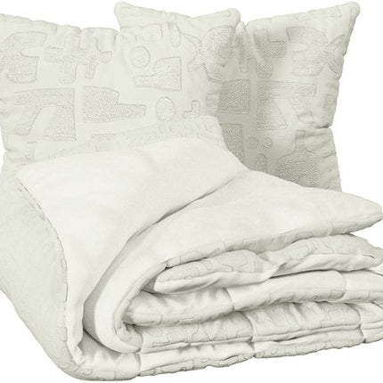 3-delige beddenset van gewassen microvezel met getufte motieven