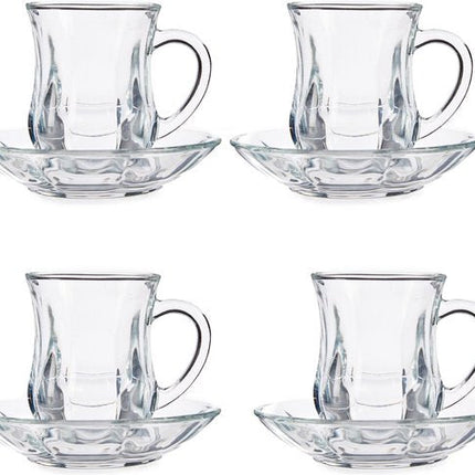 Vivalto Theeglas met Schotel en Oor - 125ml - Set van 4 - Turkse Theeglazen
