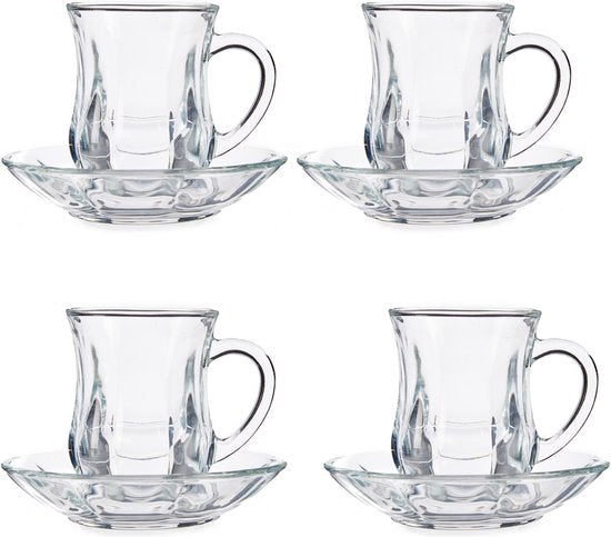 Vivalto Teeglas met schotel en oor - 125 ml - Set van 4 - Türkische Teegläser