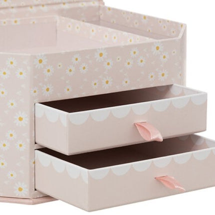 Lana Sieradendoosje - Jewellery Box met Spiegel en Lades - Kinder Sieraden Opbergdoos - Juwelenkistje met 2 Lades - Make-up & Sieraden Organizer - 21.5 x 16.5 x 10 cm - Roze