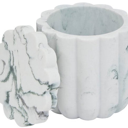 Badkameraccessoireset - Moderne Badkameraccessoires - Zeepdispenser 230 ml - Tandenborstelhouder - Toiletborstel - Wattenbakje - Luxe Badkameraccessoires - Polyresin - Marmer Wit