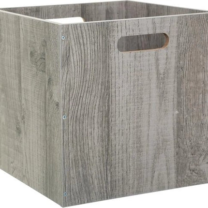 5Five Opbergmand/kastmandje - Grijs wash - 31 x 31 x 31 cm - 29 liter - Vakkenkast manden - Hout - Opvouwbaar - Kisten