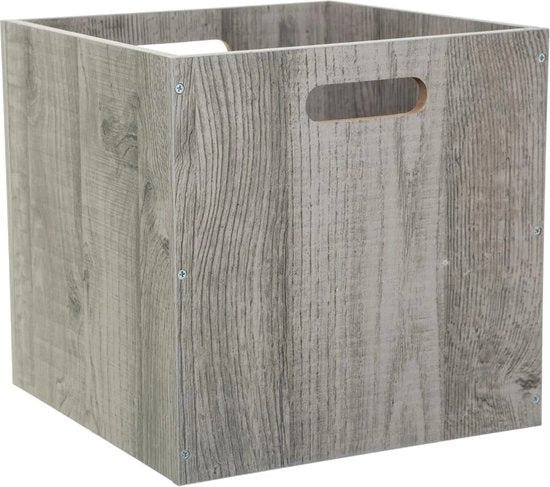 5Five Opbergmand/kastmandje - Grijs wash - 31 x 31 x 31 cm - 29 liter - Vakkenkast manden - Hout - Opvouwbaar - Kisten