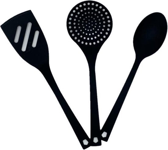 Basic & Co pollepel zwart – set met spatel en opscheplepel, nylon
