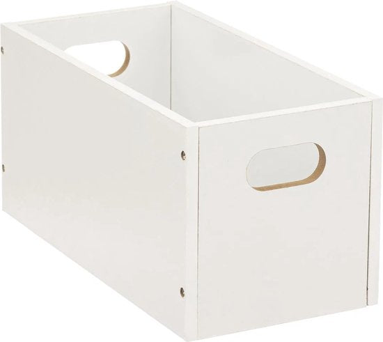 5Five Aufbewahrungskorb / Regalkorb aus Holz - 2er-Set - weiß - 7 Liter - 31 x 15 x 15 cm - Aufbewahrungsboxen - Fächerregalkörbe