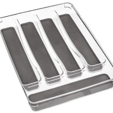 5-Vak Organizer - Besteklade - Set van 2 - Anti-Slip Bestek Tray - Tidy Smart Keuken Organizer - 23.5 x 32.7 x 4.6 cm - Grijs
