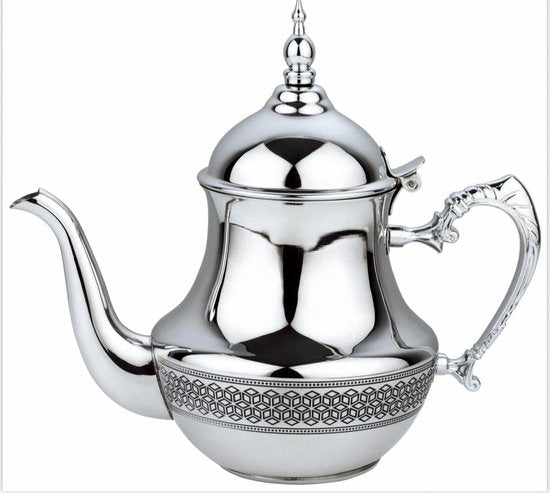 Hakal Marokkaanse theepot en glazen – theeset met RVS pot 1,8 L en 6 glazen – foto 3