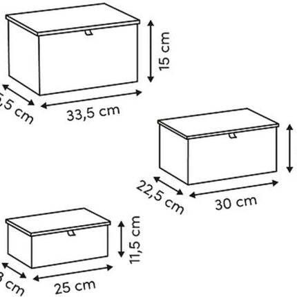 Opbergdozenset - Organizer Set - Set van 3 (S, M, L) - Bamboe Opbergbox - S M L - Opbergdoos met Deksel - Duurzame Opberger Kast & Bureau - Rechthoek - ca. 25 x 18 x 11.5 cm - Bamboe & Zwart