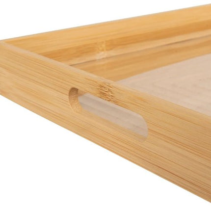 5Five Design dienblad van bamboe hout - 46 x 30 cm - lichtbruin - Hoge opstaande rand - voor glazen en kopjes