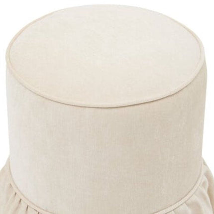 Poef - Zachte Zitpoef - Voetenbank - Hocker - Decoratieve Poef - Max. 110 kg - Ø35.3 x 41 cm - Chenille Ivoor