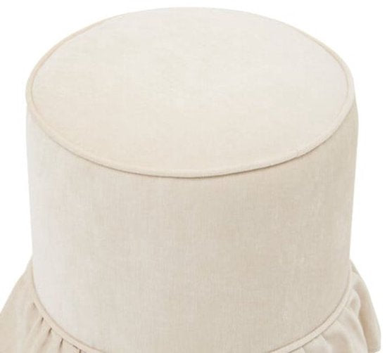 Poef - Zachte Zitpoef - Voetenbank - Hocker - Decoratieve Poef - Max. 110 kg - Ø35.3 x 41 cm - Chenille Ivoor
