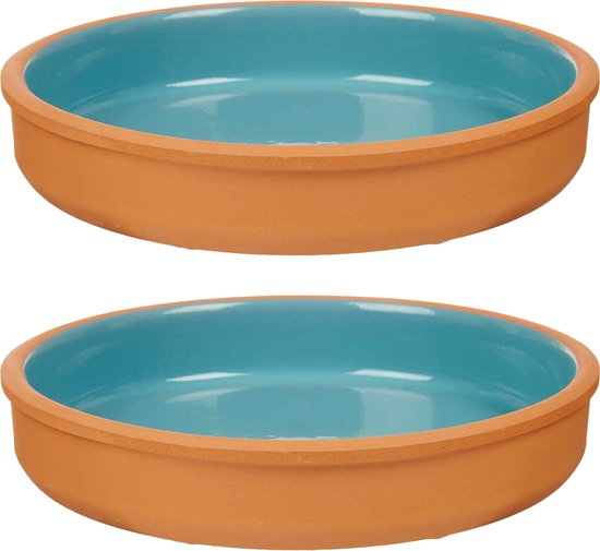 La Dehesa tapasschaal van terracotta – 2 stuks, blauw, rond, Ø 23 cm
