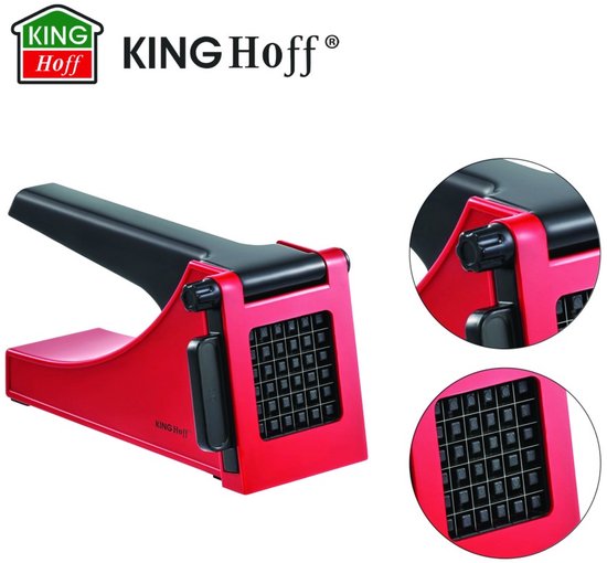 Kinghoff 1912 - Frietsnijder - 36 x 10 mm stukken - RVS messen - Rood