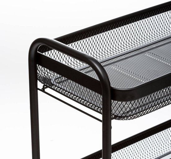 5Five keukentrolley op wielen zwart – metalen rek met 3 draadmanden – foto 2