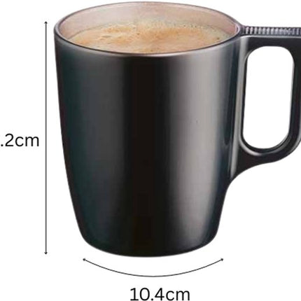 Mok - Moderne Koffiemokken - Glazen Mok - Set van 6 - Luxe Drinkglazen Voor Koffie & Thee - 250ml - 10.4 x 10.4 x 9.2 cm - Zwart