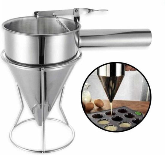 Fondant Funnel Dispenser With Stand - Stainless Steel