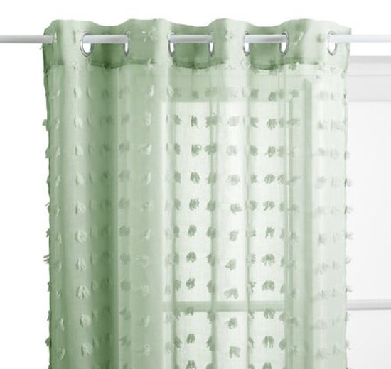 Lily Gordijn - Transparenter Vorhang - Fensterdekoration - Lichtdurchlässig - Moderne Schleiergardinen - Polyester - 140 x 240 cm - Celadongrün
