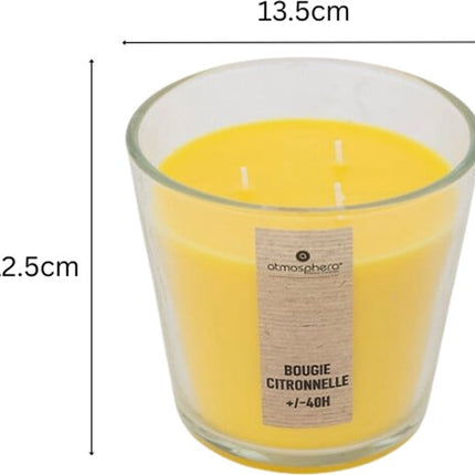 Nina Geurkaarsenset - Geurkaars - Parfumkaars - Grote Geurkaars in Glazen Pot - Exotic Fruits - Roos - Citronella - Scented Candle - 500g - 13.5 x 12.5 cm - Transparant