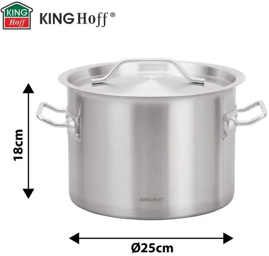 Kochtopf - Großer Suppentopf - Suppentopf mit Deckel - für Suppe, Pasta & Eintöpfe - Induktionsgeeignet - 9L - Edelstahl - Ø25 x 18 cm - Silber