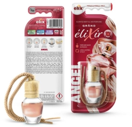 Elix Elixir auto luchtverfrisser – geurhanger met houten dop, Angel, 8 ml
