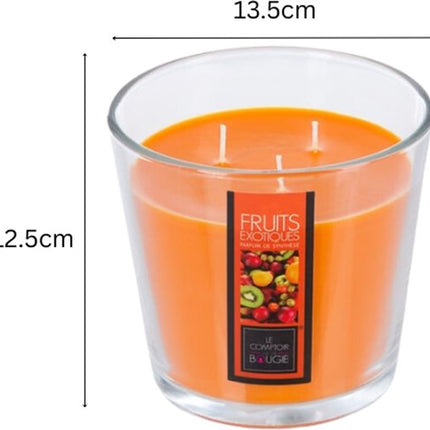 Nina Geurkaarsenset - Geurkaars - Parfumkaars - Grote Geurkaars in Glazen Pot - Exotic Fruits - Roos - Citronella - Scented Candle - 500g - 13.5 x 12.5 cm - Transparant