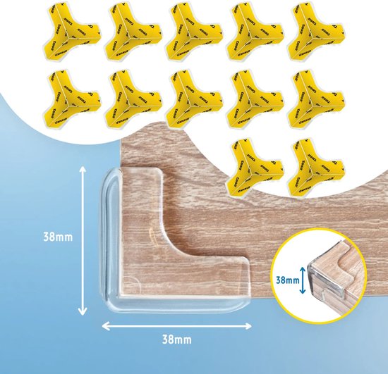 Sipo Kantenschutz für Möbel selbstklebend 12er-Set 3,8 x 3,8 cm transparent