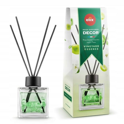 Elix - Geurstokjes - Geurstokjes met Kralen - Luchtverfrisser - Interieur Parfum Diffuser – Geurstokjes Langdurige Geur - Decoratieve Aroma Diffuser - voor Woonkamer & Badkamer - 100ml - Vineyard Essence