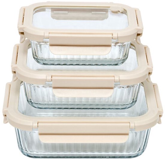 Glazen vershoudbakjes rechthoekig, set van 3 – borosilicaatglas, 2,05 liter – foto 4