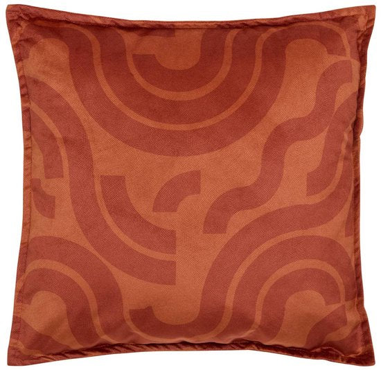 Atmosphera Lilou vierkant kussen 45 x 45 cm, fluweel look met print