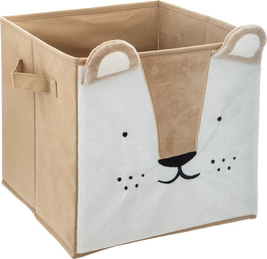 Atmosphera Aufbewahrungskorb / Schrankkorb Löwe - für Kinder - Pappe / Kunststoff - braun - 30 x 30 cm