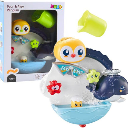 Badspeelgoed - Interactief Bad Speelgoed Pinguïn & Walvis - Water Speelset Met Zuignappen - Badkamer Speeltje Met Watereffecten - Multicolor