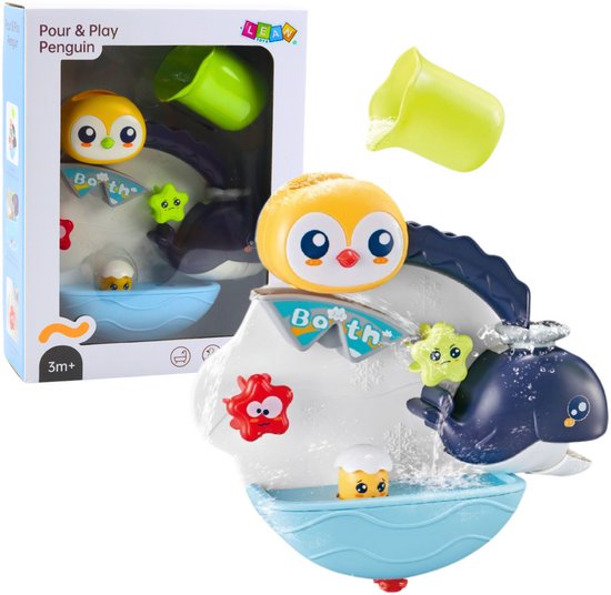 Badspeelgoed pinguïn en walvis – interactieve waterspeelset met zuignappen