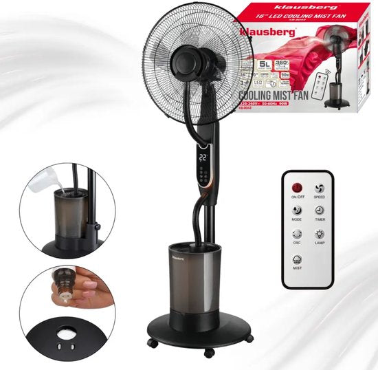 Klausberg mist ventilator met verneveling – staand, 5 liter watertank – foto 4