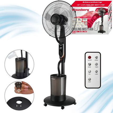 Klausberg - Staande Ventilator - Vloerventilator met Afstandsbediening - Timer - LED Display 50W - Stille Ventilator met Oscillatie 90° - 3 Standen - Verstelbare Hoogte Ventilator - Ø40cm - Zwart