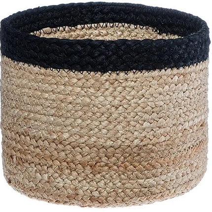 ATMOSPHERA Set van 3 beige en zwarte jute opbergmanden