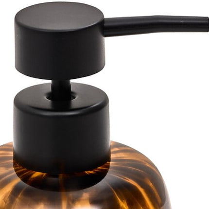 Badkameraccessoiresset - Glazen Luxe Badkamer Set - 4-delig - Dotty Badkameraccessoires Set - 400ml Zeepdispenser - Tandenborstelhouder - Zeepbakje - Wattenschijfjes Pot - Bruin