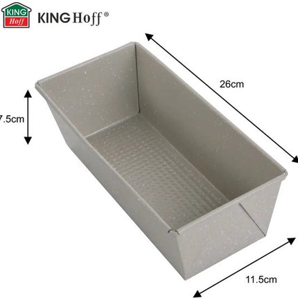 Bakvormen Set - Cakepan - 3-Delig Bakvormen Set - 26 x 11.5 x 7.5 cm Rechthoekige Baktray + Ø12cm Ronde Cakepan + 27.5cm Vierkante Bakvorm - Carbon Staal - Marmeren Anti-aanbaklaag - Beige-Grijs