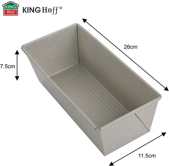 Backformen-Set - Kuchenform - 3-teiliges Backformen-Set - 26 x 11,5 x 7,5 cm rechteckige Backform + Ø 12 cm runde Kuchenform + 27,5 cm quadratische Backform - Karbonstahl - marmorierte Antihaftbeschichtung - Beigegrau