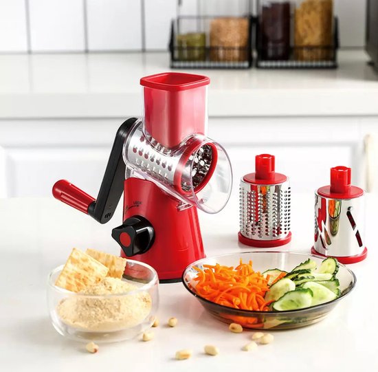 Kinghoff KH-1651 - Multifunktionale Trommelreibe - Edelstahl - 3 austauschbare Klingen - BPA-frei