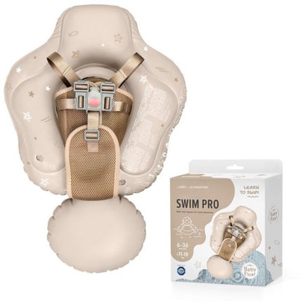 Sipo - Swim Pro - Baby Zwemband met Zitje - Opblaasbare Zwemtrainer Baby - Baby Float met Veiligheidsgordels - Zwemring voor Baby & Peuter 6-36 Maanden - 11-18 kg - 70 x 48 cm - Beige