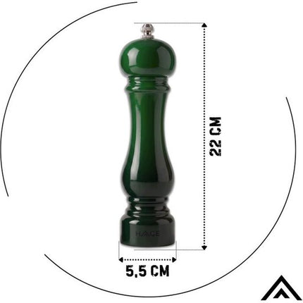 Hage - Handmatige Peper- en Zoutmolens - Peper & Zout - Keramisch Maalwerk - Verstelbare Maalgraad - 100 ml - Ø5.5 x 22 cm - Flesgroen