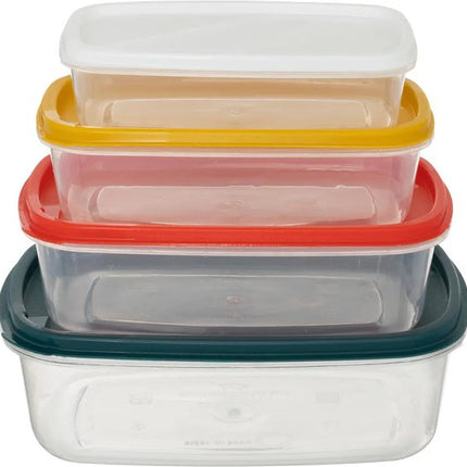 5five Vershoudbakjes nestbaar - 4-delig - BPA vrij - meal prep - herbruikbaar - multi kleuren - luchtdicht