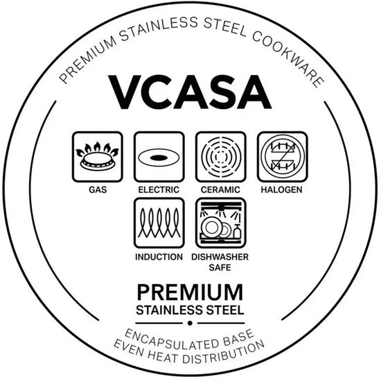 Vcasa 3-delige stoompan met stoominzet en afgietdeksel, Ø20 cm, 3,4 L, rvs