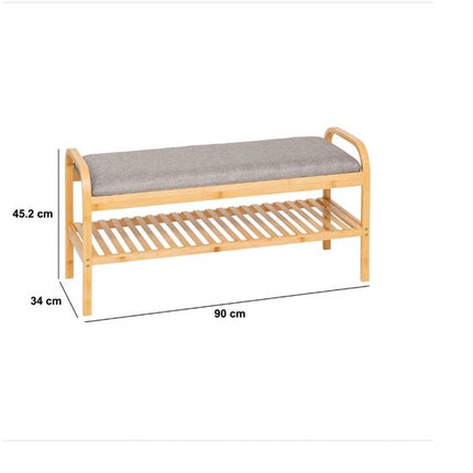 5Five Schoenenrek Bankje - 2-laags - bamboe/kunststof - 90 x 34 x 45 cm - voor 4 paar schoenen